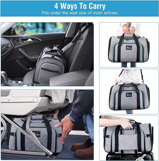 Pet Carrier Airline Approved, 4 Sides Expandable Cat Carrier Bag with Removable Fleece Pad, Large Soft Sided Pet Travel Carrier, Dog Carrier for Cats, Puppy and Small Dogs