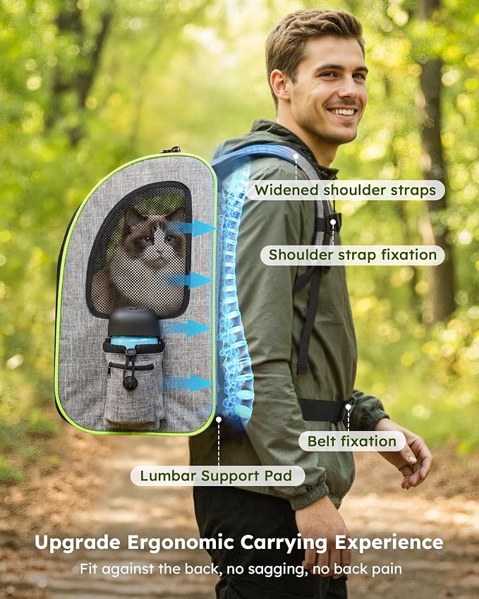 pecute XL Cat Backpack Expandable, Cat Carrier Backpack Acrylic Window | Durable Oxford Cloth, Lockable Zipper,Use for Pet Under 15 lbs to Travel