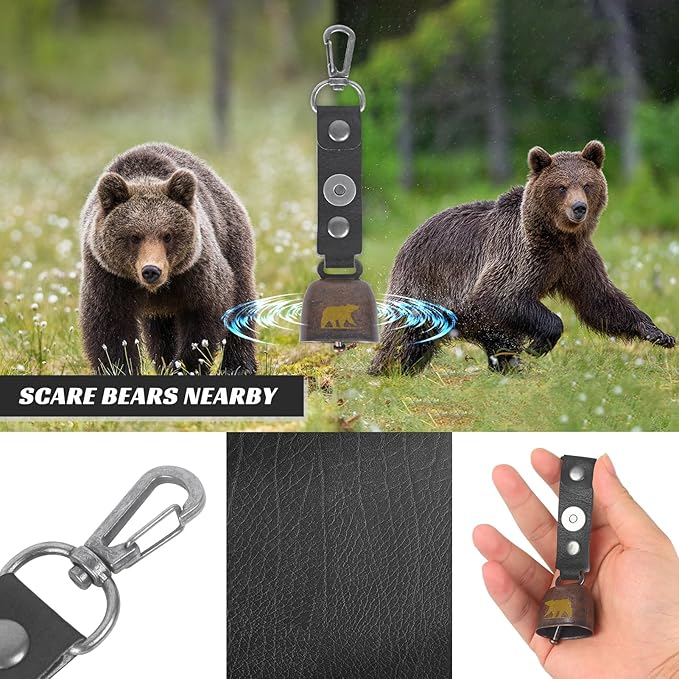 2 Pack Loud Bear Bells with Magnetic Silencer for Bear Deterrent, Survival, Camping, Hiking, Biking, Climbing