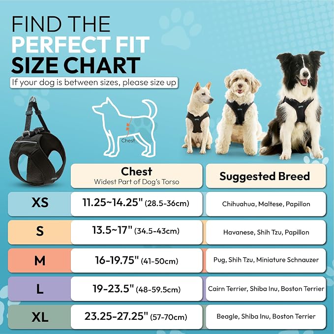 Gooby Escape Free Easy Fit X Step-in Dog Harness, Vegas Black, X-Small | Patented escape-free, tightens on back-out; Choke-free X-frame + V-neck; Quick-release buckle; Reflective trim