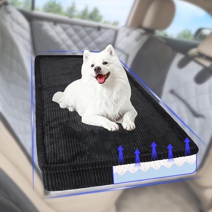 Loiion Dog Car Bed, Non-Slip Backseat Extender Pet Mat 50"x24.6"x4" | Removable, Washable Dog Bed With Waterproof Liner Protects Car Seats, Anti-Slip Travel Bed For Dogs