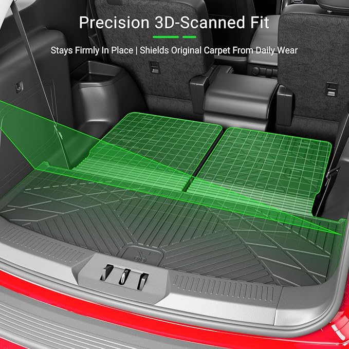 xipoqix Cargo Mat Backrest Mat Compatible with 2020-2026 Ford Explorer TPE Cargo Liner Back Seat Protector Replacement for 2020-2026 Ford Explorer Accessories (Trunk Mat with Backrest Mats)