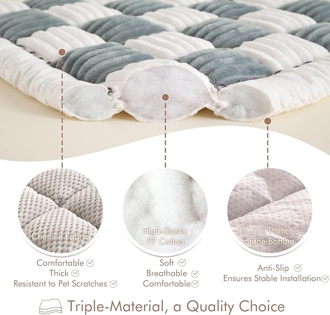 Couch Cover for Sofa, Sectional Couch Cover for Dogs, Sofa Cover Washable, Cushion Cover Blanket Pad Bed Mat for Pets, Chenille Furniture Protector, Grey, 27.6x59in