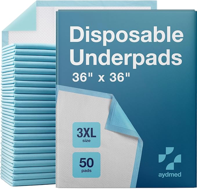 50 x AYDMED Incontinence Underpads 36" x 36" | XXXL Bed Pads Disposable Adult | Max Absorbency Chux Pads for Adults, Children & Babies | Incontinence Bed Pads & Pee Pads