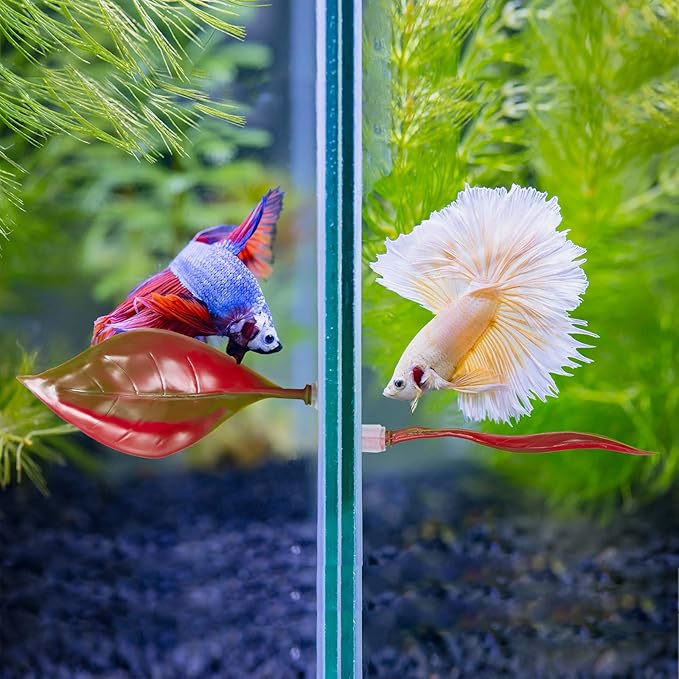 WILLBOND 2 Pcs Red Silicone Betta Fish Bed Leaf Hammock Betta Fish Tank Accessories Decorations for Aquarium Ornaments, Practical Resting Spot, Comfortable and Safe