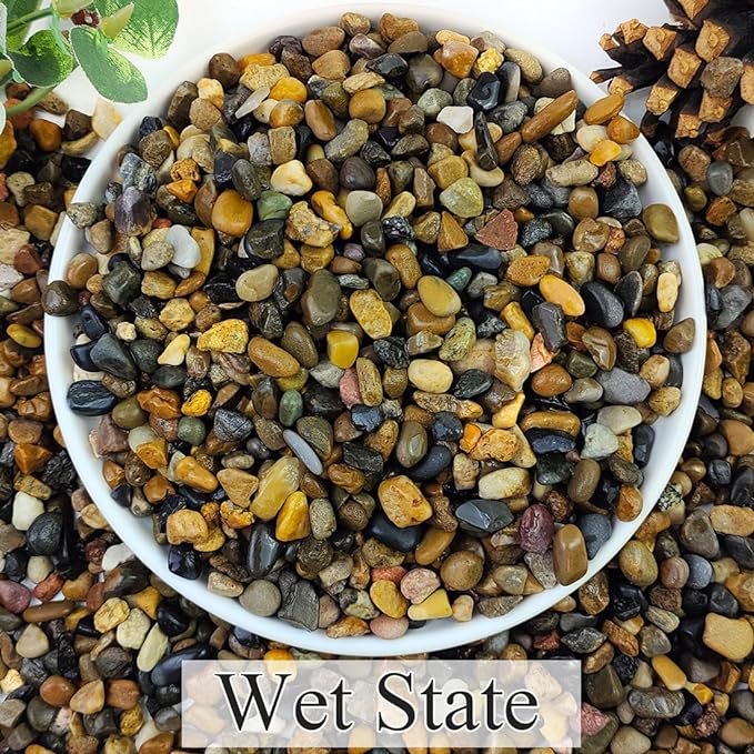 YISZM 10lbs Natural River Rocks, 1/4" Aquarium Gravel Small Rocks for Plants Pea Gravel for Fish Tank, Decorative Pebbles for Gardening, Flower Pots, Vase Fillers, Indoor Water Fountains, Landscaping