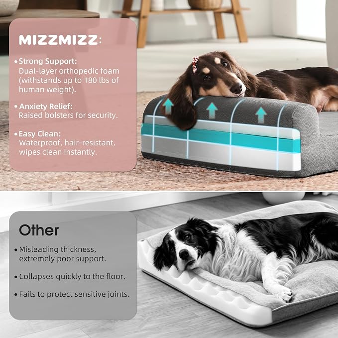 Gel Memory & High-Density Foam Orthopedic Dog Bed 28x19x6 Small | | Double Waterproof Cover | Machine Washable | Non-Slip Base | Fur-Resistant Tech Fabric