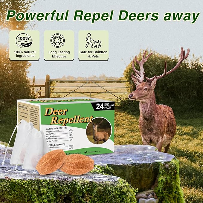 36 Pack Deer Repellent Rabbit Repellent Outdoor Deer Deterrent for Plants Flower Vegetable Tree Keep Deer Rabbit Out of Lawn Garden