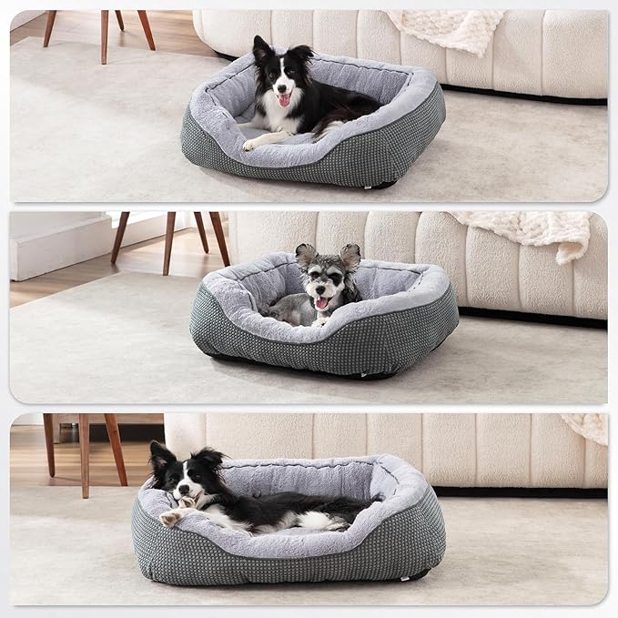 Medium Dog Beds for Medium Dogs Washable, Rectangle Dog Bed Medium Size Dog, Orthopedic Dog Bed, Warming Soft Calming Sleeping Puppy Bed Durable Pet Bed with Anti-Slip Bottom M(30"x24"x9")
