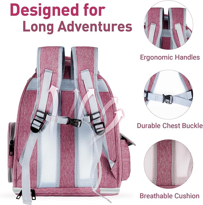 Cat Backpack Carrier Clear Bubble Window for Cats & Small Dogs up to 15 lb | Large Space Breathable Foldable Pet Carrier Airline Approved, Mesh Entry Safety Tether Washable Pad, Travel Hiking Outdoor