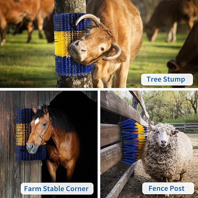 Livestock Scratching Brush, 2Pcs Upgraded Large Cattle Scratcher with 12 Screws, Horse Brushes for Grooming, Relieve Itching on the Back, Livestock Supplies for Horse, Goat, Cow, Pig(XL Brush)