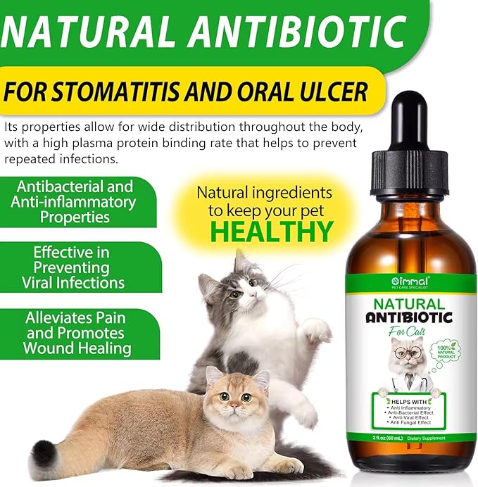 Natural Antibiotics for Cats- Pet Antibiotic - Cat Healing Aid and Skin Repair for Wounds, Sores, and Abrasions, Provides Itch Relief for Irritated Skin