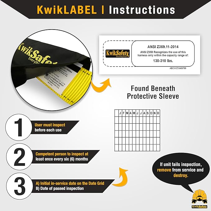 KwikSafety - Fall Protection Safety Harness - Construction & Roofing Fall Arrest Safety Harnesses - ANSI OSHA Compliant