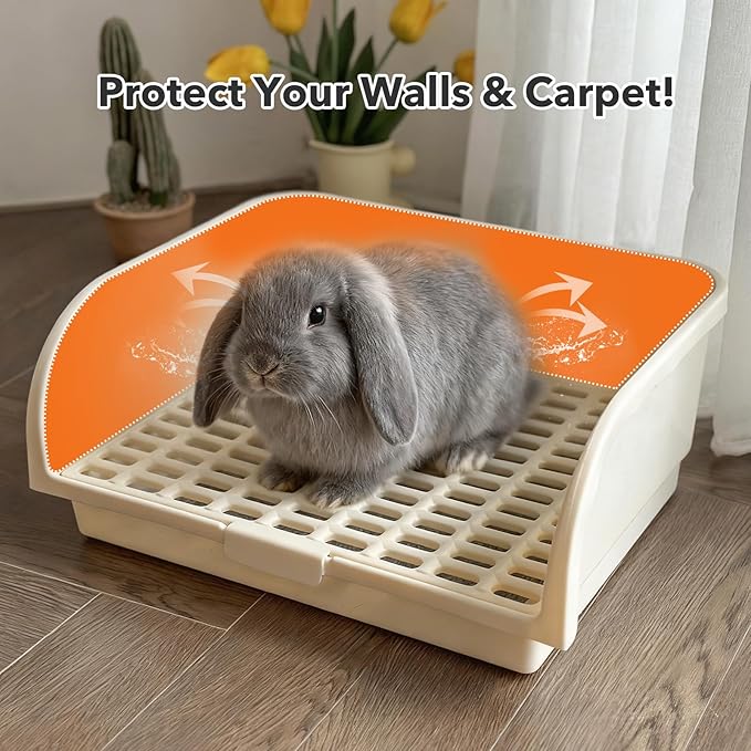 Rabbit Litter Box - Extra Large Bunny Litter Box, Easy to Clean and Disassemble, Prevents Odors and Stains. Pet Training Toilet Pan for Guinea Pig, Ferret, Hamster, Chinchilla
