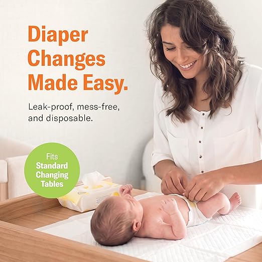 Chuckles® 5-Layer Disposable Changing Pads - 17x24 [50-Pack] Baby Liners | Disposable Diaper Changing Pad, Baby Pee Pads, Hypoallergenic Changing Pads for Travel, Curera Brand Underpads