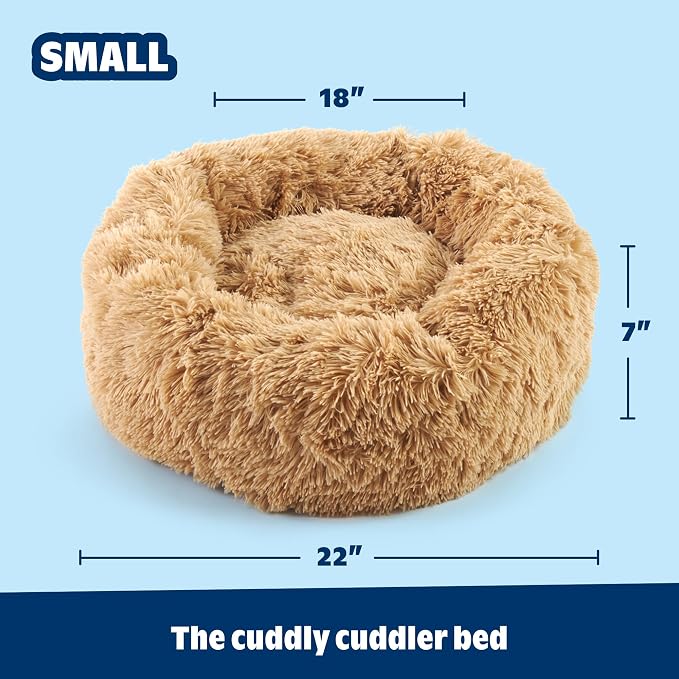Barkbox Dog Bed, 2-in-1 Memory Foam Donut Cuddler Dog and Cat Bed, Calming Orthopedic Joint Relief Fur Crate Lounger for Pets, Machine Washable + Removable Cover, Waterproof Lining, Includes Toy | Calming Orthopedic Joint Relief Furry Crate Lounger for...