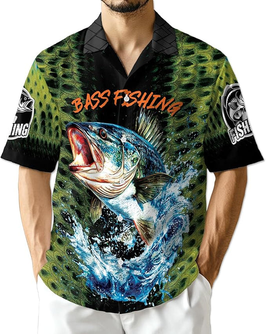 Fishing Crappie Hawaiian Shirt for Men, Button Down Summer Beach Short Sleeve, Fishing Lover Gifts, Sizes S-5XL
