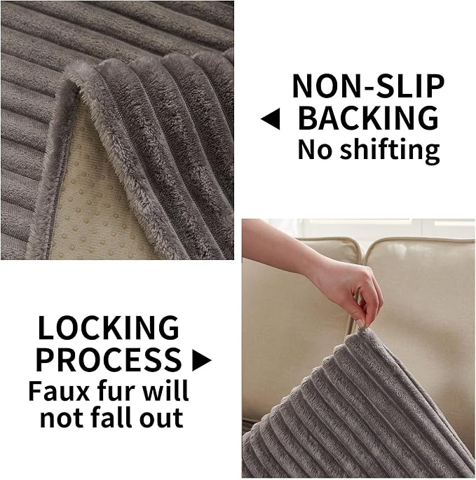 HAOMAIJIA Waterproof Couch Cover for Dogs Washable,Faux Fur Pet Couch Covers for Sofa,Soft Dog Bed Cover Non-Slip Couch Covers for 3 Cushion Couch Sofa Pet Friendly (Grey, 35" x 74")