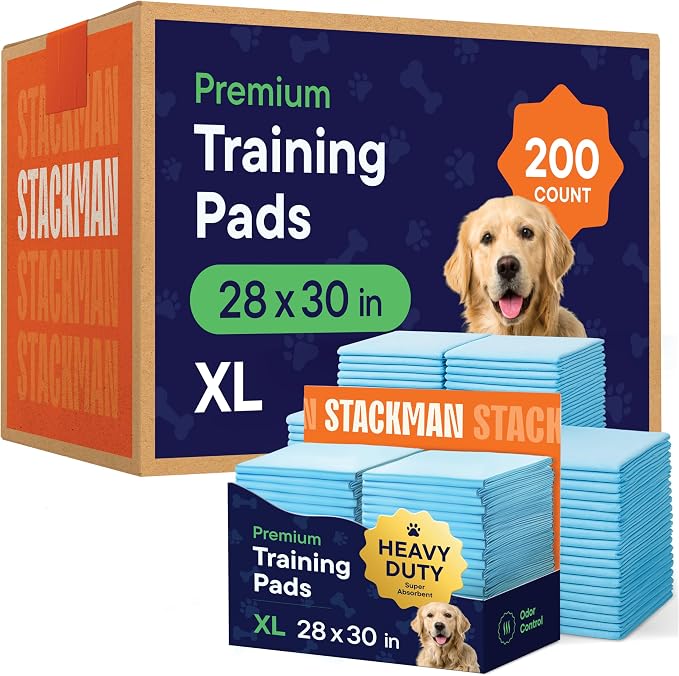 Puppy Pads Pet Pee Pads 28"x30" [200-Count] Pet Training Disposable Pads, Large Breed Pad, Leak-Proof, Bulk Case Pack - for Border Collies, Australian Shepherds, Labs Heavy Duty Surface Protector