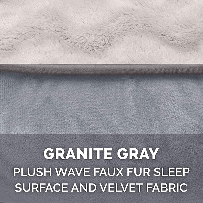 Furhaven Orthopedic Dog Bed for Large Dogs w/ Removable Bolsters & Washable Cover, For Dogs Up to 125 lbs - Plush & Velvet Waves Perfect Comfort Sofa - Granite Gray, Jumbo Plus/XXL