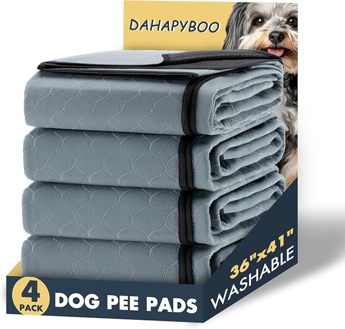 DAHAPYBOO Washable Pee Pads for Dogs 36x41,4 Pack | Reusable Puppy Pads for Dogs Non-Slip Waterproof Pet Training Pads for Crate, Playpen, Bed, Sofa,Whelping Box, Potty Training
