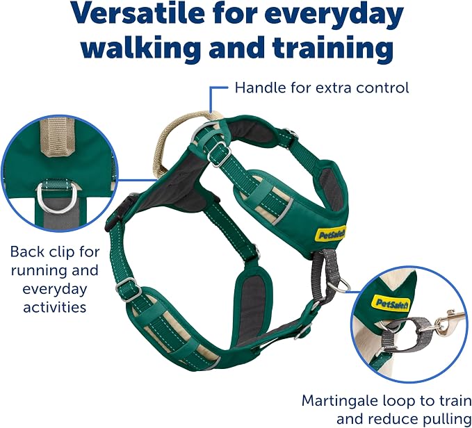 PetSafe Easy Walk Comfort No Pull Dog Harness, Green, Extra Small | Stops Pulling on First Use with Front Martingale Loop, Full-Body Padding, 5-Point Adjustable Fit