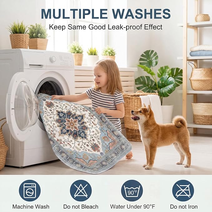Washable Pee Pads for Dogs,Great Urine Absorbent Reusable Puppy Training Pads,Waterproof,Leak-Proof & Non-Slip Potty Pads for Whelping,Crate,Playpen,Bed.(Green Floral Flat,36"x36")