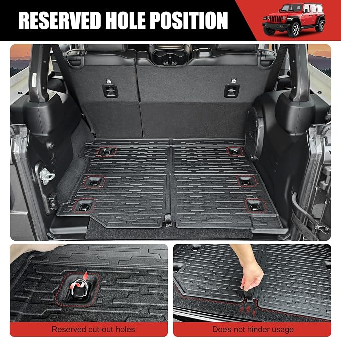 Cargo Mat Compatible with 2018-2025 Jeep Wrangler JL Unlimited 4 Door 4X4, Cargo Liner Rear All-Weather Protection Trunk Liner for 2024 Jeep Wrangler JL/JLU Accessories