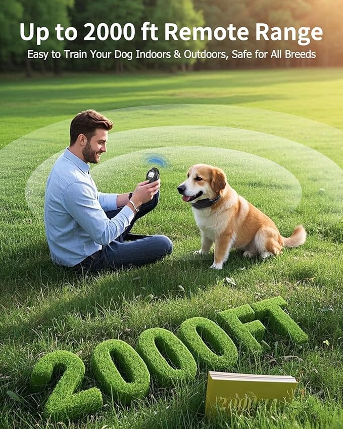 Dog Shock Collar with Remote Control for Dogs 10–120lbs, IPX7 Waterproof Dog Training Collar with Security Lock, 4 Safe Training Modes, Rechargeable Long Battery Life for Small Medium Large Dogs Grey