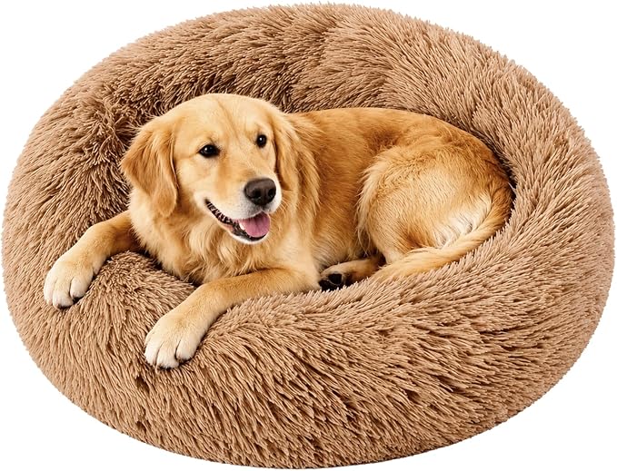 Large Dog Bed, Washable Plush Donut Dog Bed, 36 Inch | Extra spacious plush dog cushion with calming support for large dogs enjoying daily recovery, cozy naps and indoor comfort.