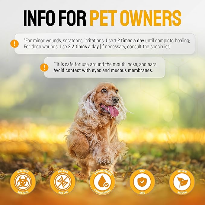 Best Hot Spot Treatment for Dogs – No Antibiotic Wound Ointment for Dogs & Cats for Irritation & Scratches – Honey Wound Repair Gel (2 oz) – Colloidal Silver – Better with Cat Cones to Stop Licking