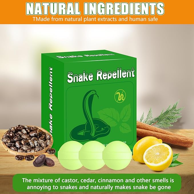 36 Pack Snake Repellent for Yard, Powerful Outdoor & Indoor Lizard be Gone for Garden Lawn, Natural Lizard Repellent for Outdoor Camping Fishing, Effective Repels Snakes Lizard Pets Safe Balls Green