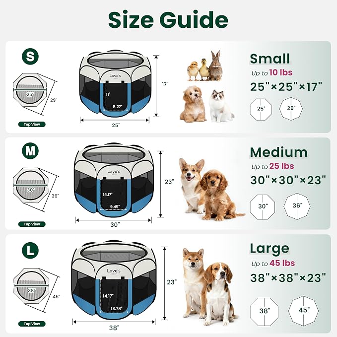 Love's cabin Dog Playpen with Washable Pee Pad, Puppy Pet Cat Playpen Small Dogs Tent Crate Indoor/Outdoor, Portable Pop Up Kennel with Carrying Case for Cats/Rabbits(Blue,Small with pad)