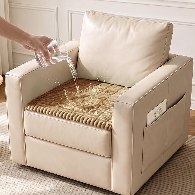 FUANGUI Waterproof Armrest Couch Cover for Dogs,27.6" x 27.9", Beige | Non-Slip Backrest Cover Recliner Chair Protector, Fuzz Soft Armchair Armrest Cover Washable Couch Covers Sofa Pet Friendly