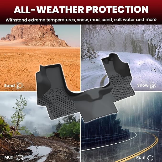 LASFIT Floor Mats for Chevrolet Chevy Express/GMC Savana 1500/2500/3500 2003-2026, All Weather TPE Custom Fit Floor Mats for Cars, Front Row Floor Liners for Express Accessories, 1 PCS