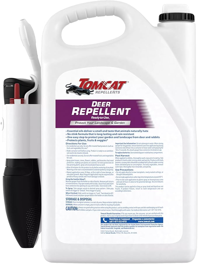 Tomcat Repellents Deer Repellent, Ready-to-Use, Protects Landscapes and Gardens, Contains Essential Oils, 1 Gal.