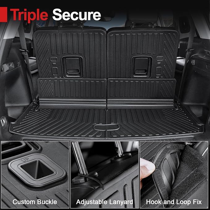 Floor Mats for 2021-2025 2026 Jeep Grand Cherokee L (6-Seater w/o 2nd Row Center Armrest Only), TPE All Weather Protection Durable Trunk Cargo Mat for Jeep Grand Cherokee L Accessories