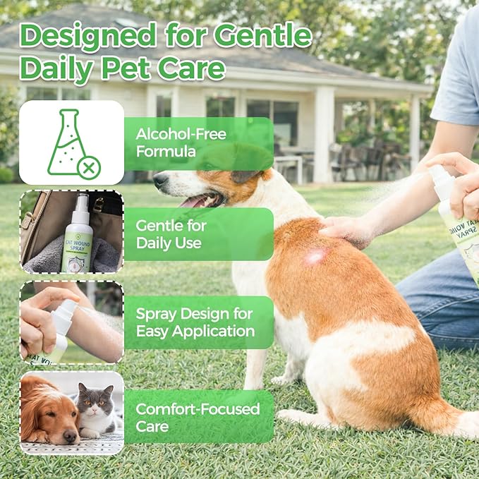 Pet Wound Spray for Dogs & Cats – Home-Ready Pet Wound Care for Minor Cuts, Scrapes & Daily Skin Support (120ml)