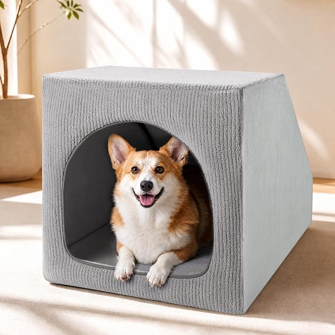 XL Indoor Dog House for Medium Large Dogs, Enclosed Dog Cave Bed | Washable Removable Cover, Spacious Pet House with Soft Cushion, Indoor Dog Bed for Large Breed, 36" L x 26" W x 26" H