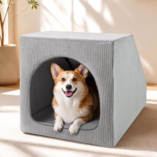 XXL Indoor Dog House for Large Dogs, Enclosed Dog Cave Bed | Washable Removable Cover, Spacious Pet House with Soft Cushion, Large Indoor Dog Bed for Big Dogs, 42" L x 28" W x 28" H