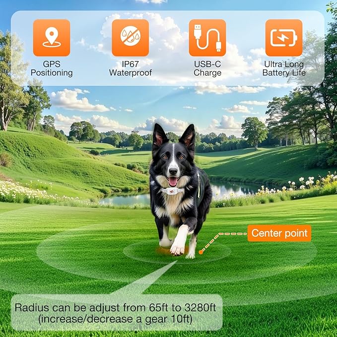 GPS + Wireless Dog Fence & Training Collar – No Subscription, App Geo-Fence 3280ft, 60-164ft Bluetooth Training, 3 Correction Modes, Auto Sleep/Wake, 7-Day Battery, 3-Dog Support (Black - 3PCS)