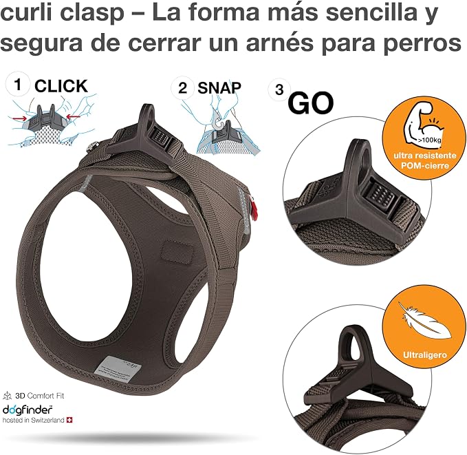 Vest Harness curli Clasp Air-Mesh Brown XS