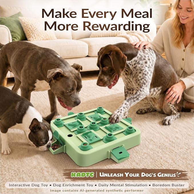 KADTC 3-Level Dog Chess Puzzle Toy, Brain & Mental Stimulation, Smart Dogs | Large size. Beginner-to-Advanced challenge beats boredom, burns energy, builds focus, slows eating, rewards sharper thinking.