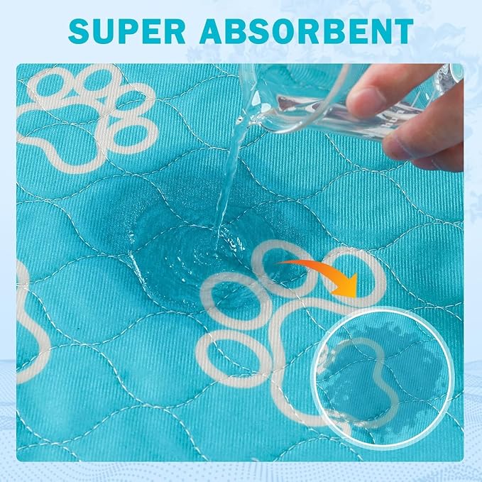 Homimp Guinea Pig Cage Liners, 2 Pack Washable Pee Pads for Dogs, Waterproof & Leakproof Puppy Pee Pads, Super Absorbent Reusable Bedding with Anti-Slip Backing for Rabbit,Bunny,Hamster, Blue, 24"x47"