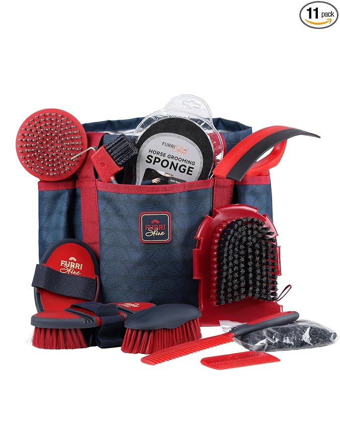 11-Piece Horse Grooming Kit with Waterproof Tote Shadowberry | 10 coordinated horse grooming tools with comfort-grip designs and a spacious waterproof tote for complete horse grooming