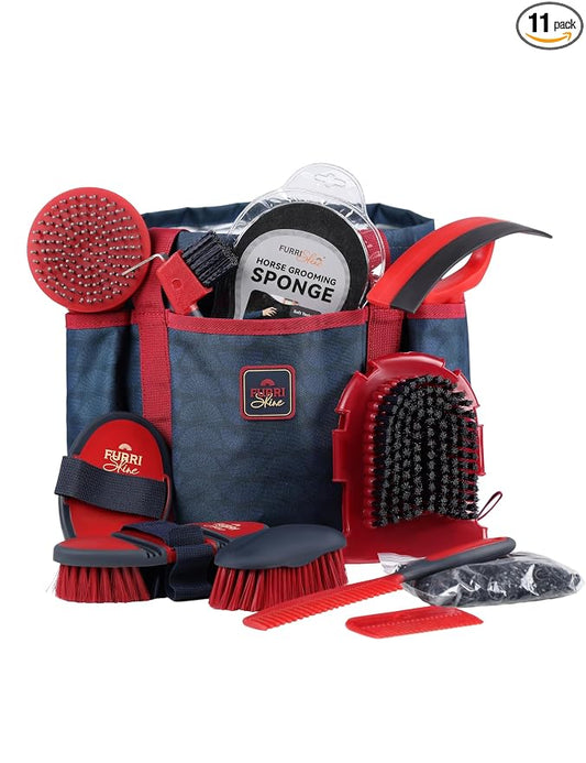 11-Piece Horse Grooming Kit with Waterproof Tote Shadowberry | 10 coordinated horse grooming tools with comfort-grip designs and a spacious waterproof tote for complete horse grooming