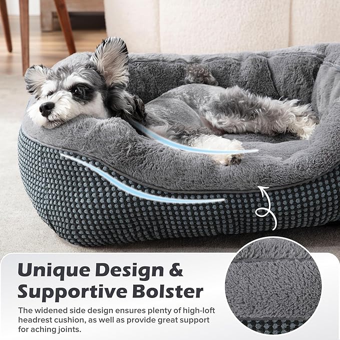 Dog Beds for Small Medium Dogs Washable, Calming Orthopedic Warming Soft Calming Sleeping Durable Pet Bed with Anti-Slip Bottom