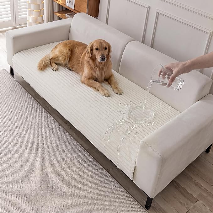 FUANGUI Waterproof Couch Cover for Dogs, Washable Pet Couch Covers for Sofa | Soft Cat Dog Bed Cover Non-Slip Couch Covers for 4 Seat Cushion Couch Sofa Pet Friendly