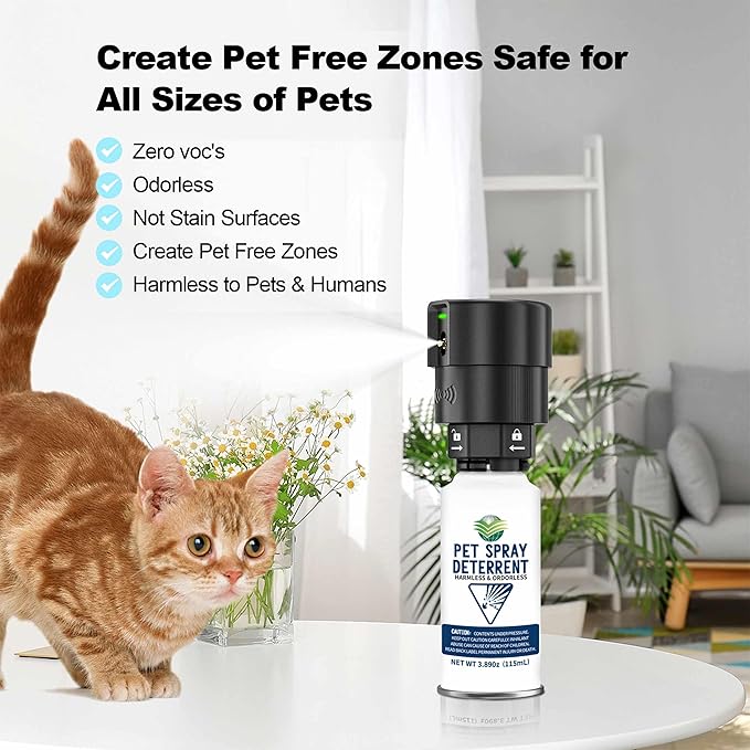 Cat Spray Deterrent System, Pet Deterrent Device Refill, CATSSS Refill [ 23.34Oz & 6 Pack ] Safe for Cats & Dogs Motion Activated Pet Deterrent Spray System-Only Applicable to The First Generation
