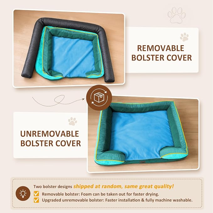 Comfort Expression Orthopedic Dog Beds for Large Sized Dog with Bolster | Waterproof Dog Couch Bed with Washable Cover & Non-Slip Bottom, Supportive Egg Crate Foam Large Pet Bed, 36x27 Inch
